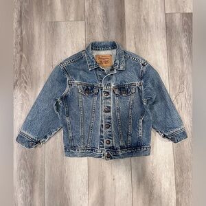 Vintage Little Levis Denim Jean Jacket Orange Tab Bomber Style